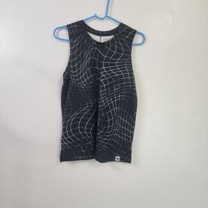 Abercrombie & Fitch Black Active Tank with White Grid Wave